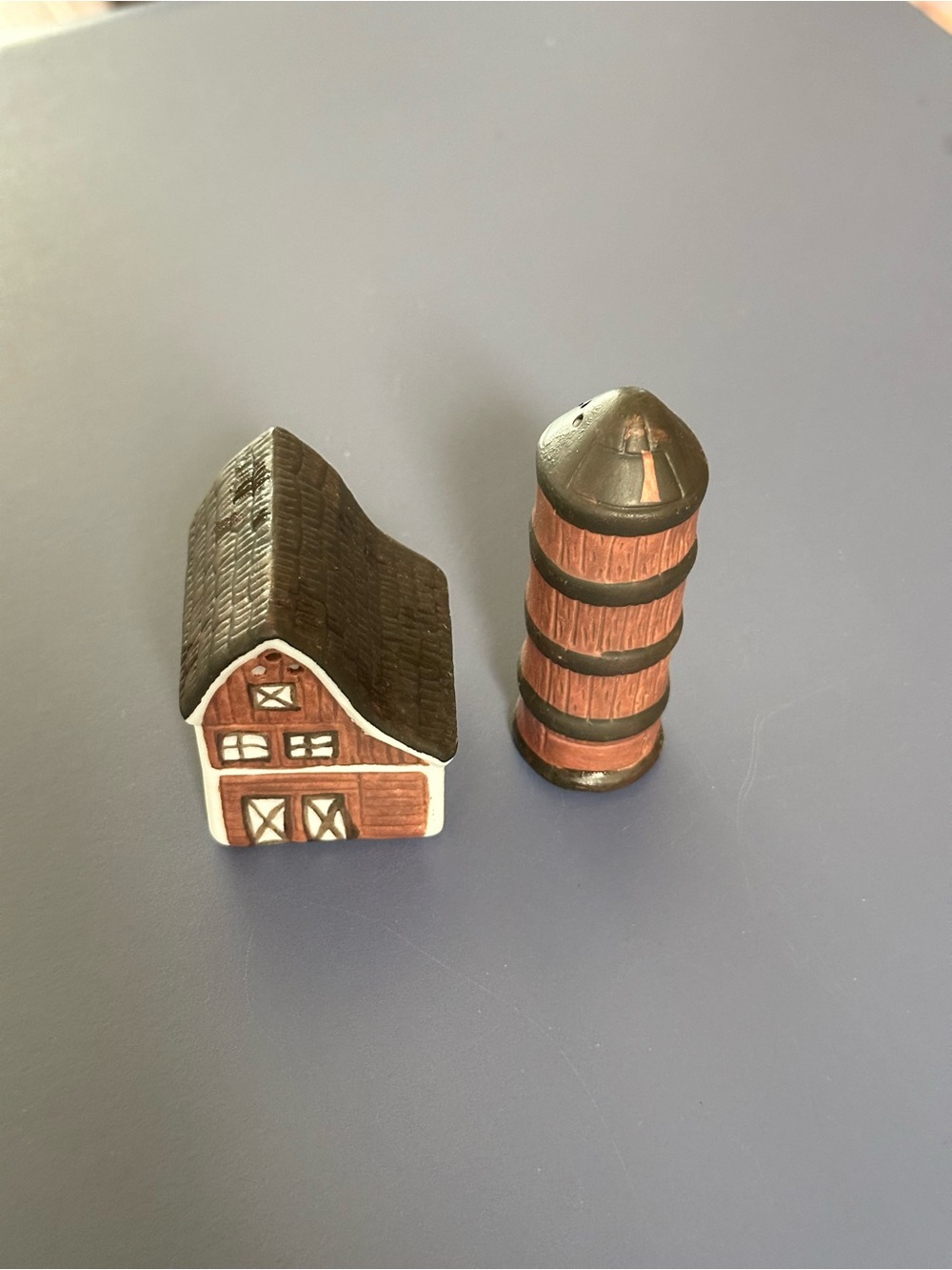 Barn and Silo Ceramic Salt & Pepper Shakers - Brown and Black